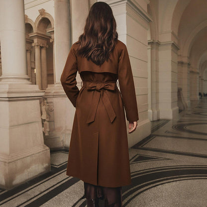 Women's Coats Y2K Lapel Double Breasted Woolen Coat Outerwear for Streetwear Casual Daily Wear